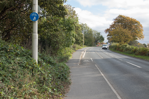Shared path to cycle lane, A59 York