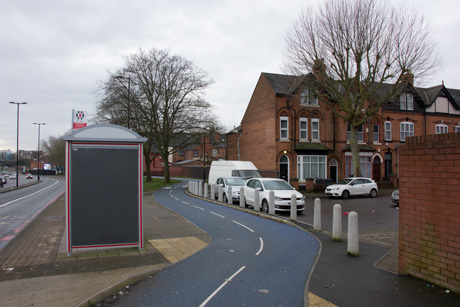 Birmingham cycle superhighway, bus stop bypass and junction