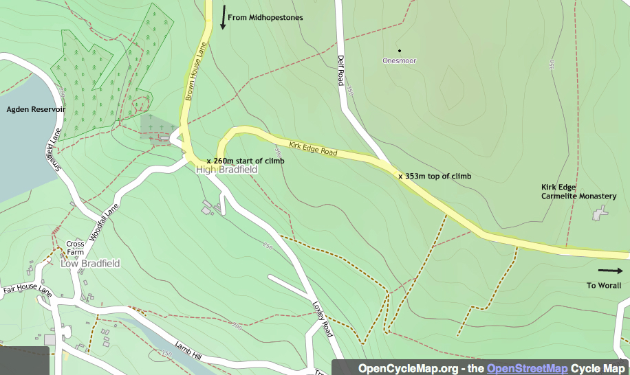 Côte de Bradfield Tour de France map