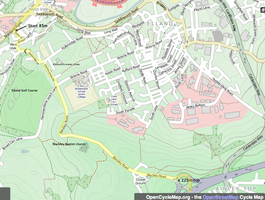 Map of Cote de Greetland Tour de France climb