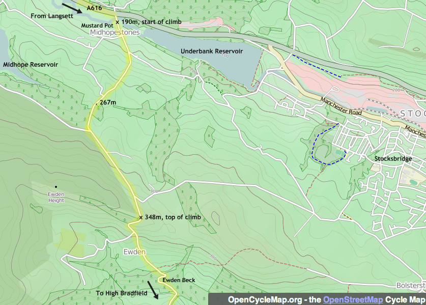 Cote de Midhopestones Tour de France map