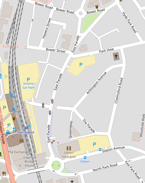 Map showing East Parade, Harrogate