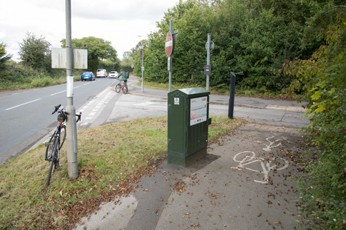B1222 cycle path, entrance to York Designer outlet