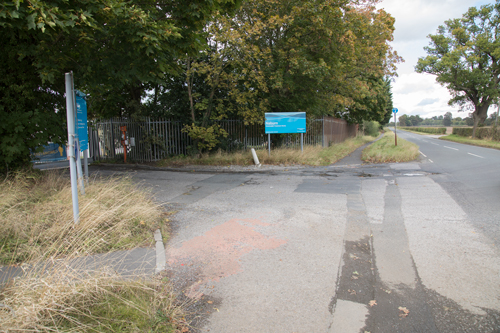 B1222 cycle path, sewage works entrance
