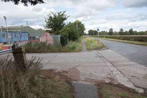B1222 cycle path, sewage works entrance