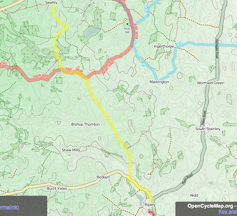 High Grantley cycle route, map 1