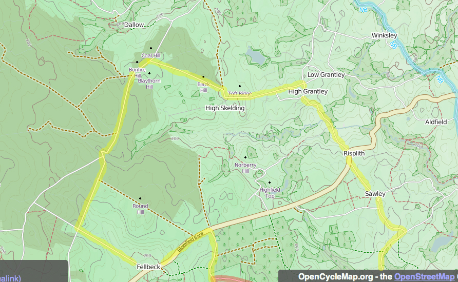 High Grantley cycle route, map 2