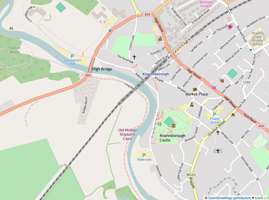 Map of the centre of Knaresborough