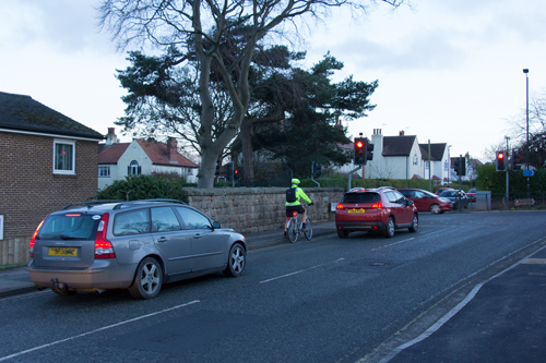 Riding uphill on Harlow Moor Road