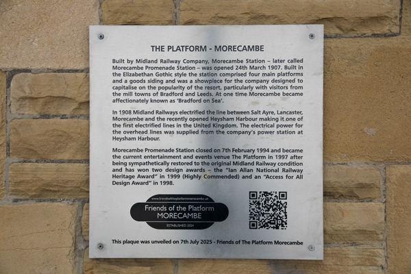 Information about Morecambe Promenade Station Information plaque on The Platform, Morecambe