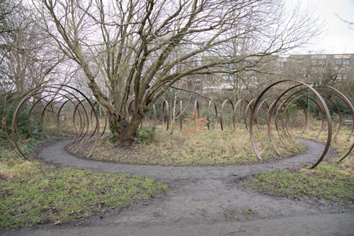 Concertina sculpture on Spen Valley Greenway