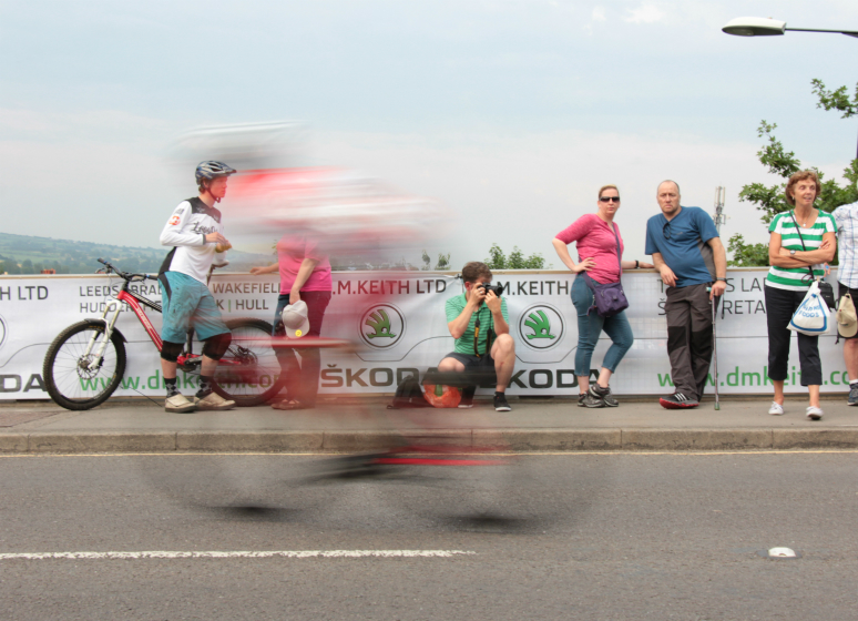 Spectators at Otley cycle race 2015