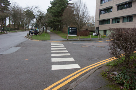 Pedestrian crossing of side street