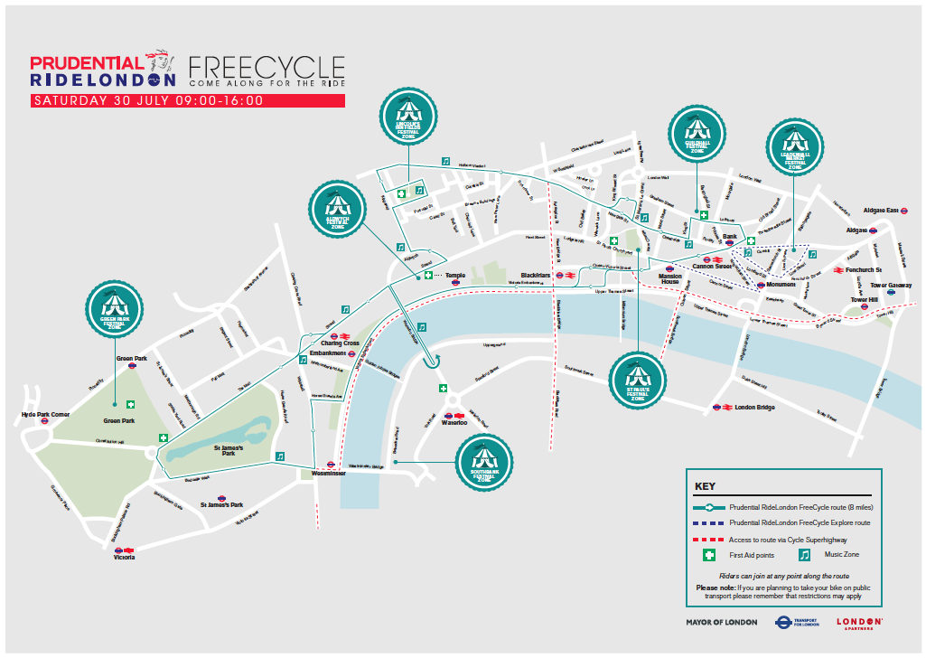 RideLondon 2016 FreeCycle route map RideLondon 2016 FreeCycle route map
