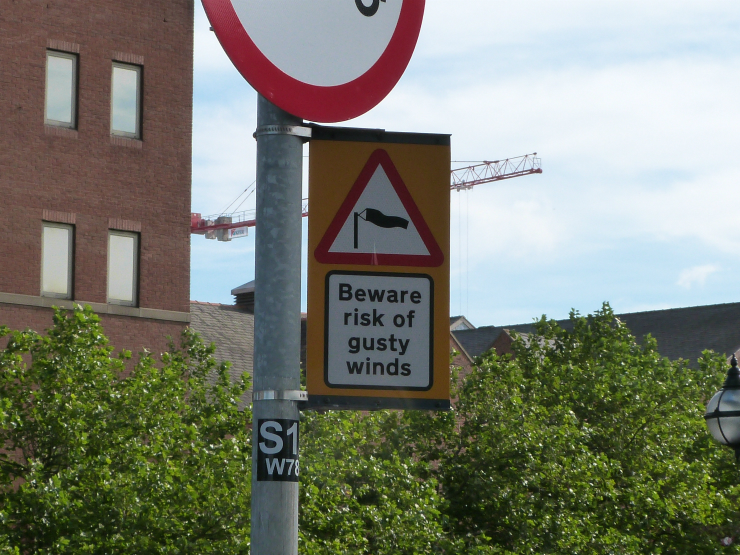 Gusty winds sign, Leeds