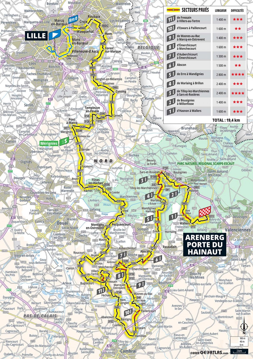 Map showing Stage 5, TDF 2022