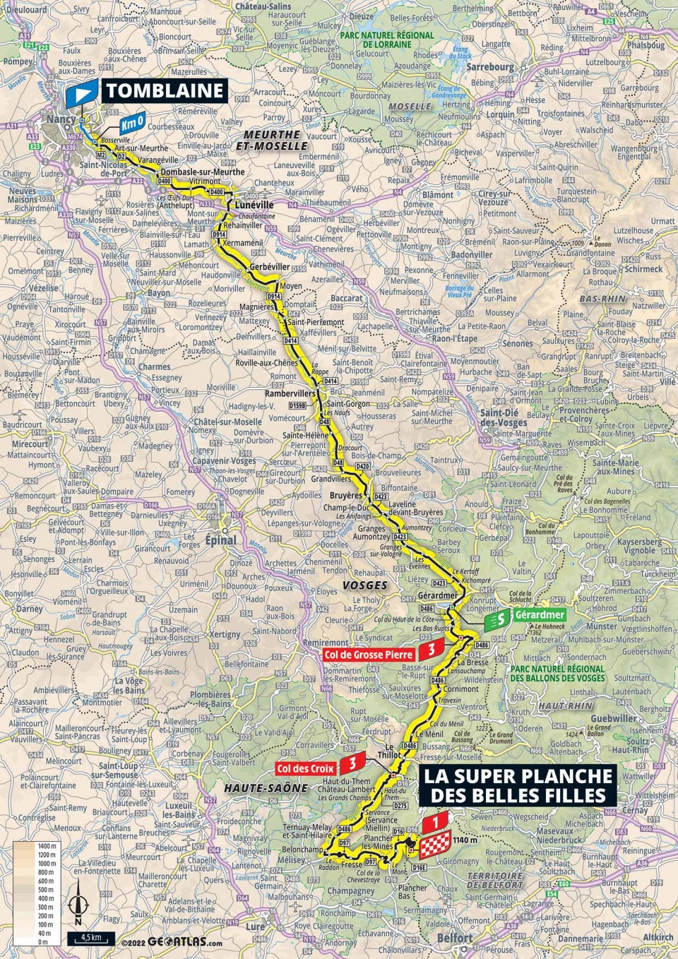 Map showing Stage 7, TDF 2022