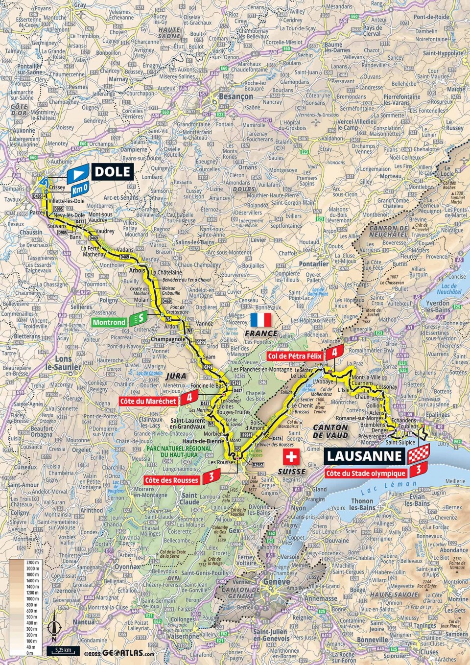 Map showing Stage 8, TDF 2022