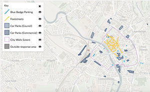 Map showing proposed walking and wheeling improvements in York