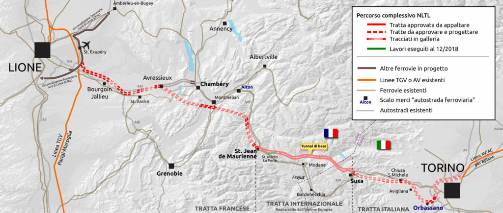 Map of Turin-Lyon railway