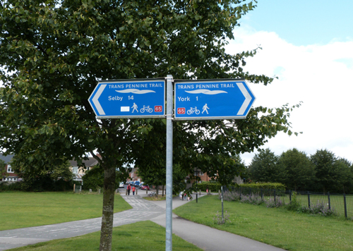 Cycling sign by Millennium Bridge, York